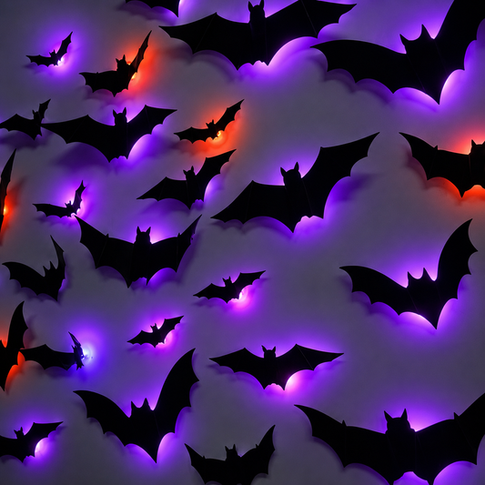 LED Glowing Halloween Bat Wall Decor Set