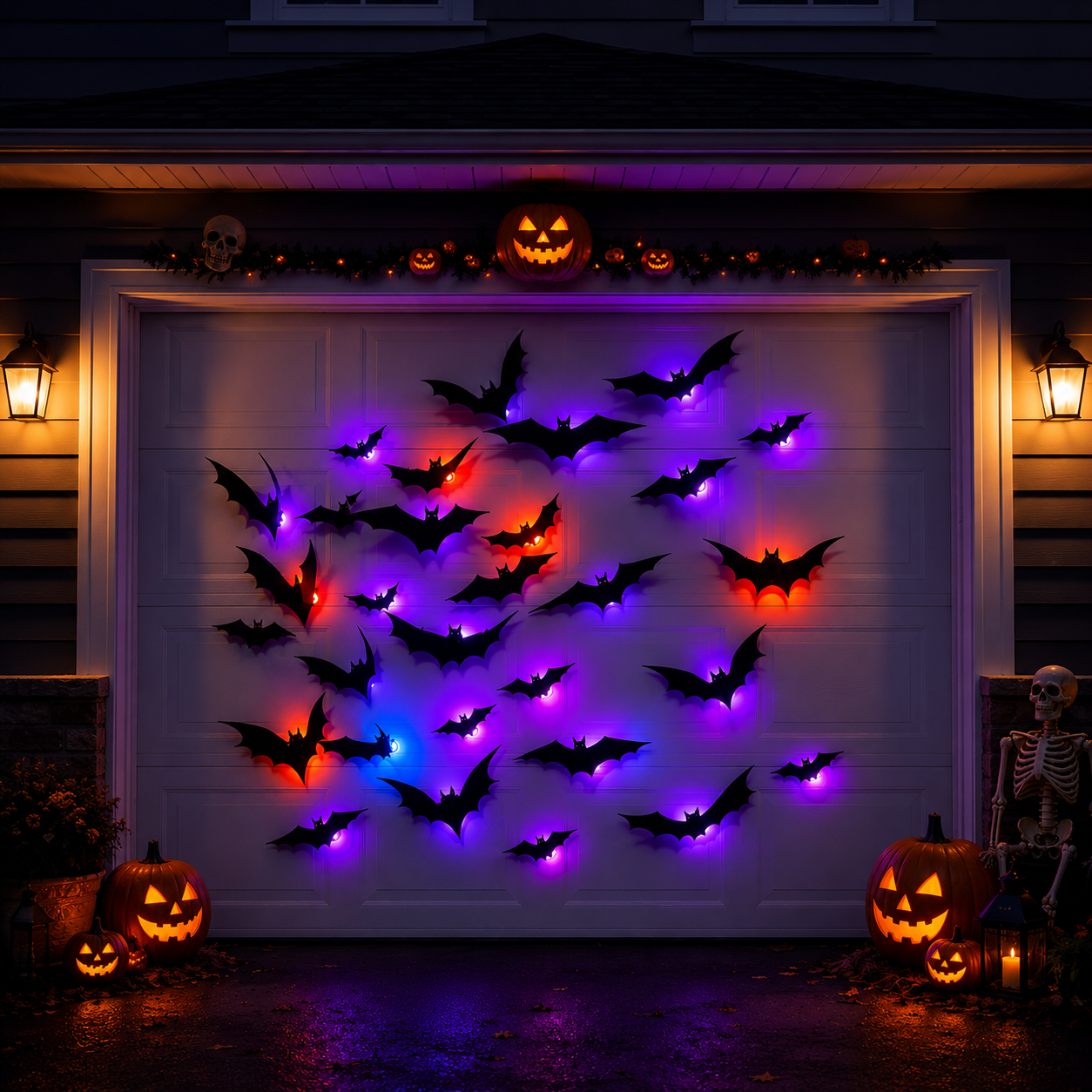 LED Glowing Halloween Bat Wall Decor Set